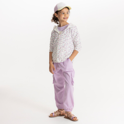 سويت شيرت من الصوف الناعم برسوم أزهار، باللون البنفسجي للفتيات